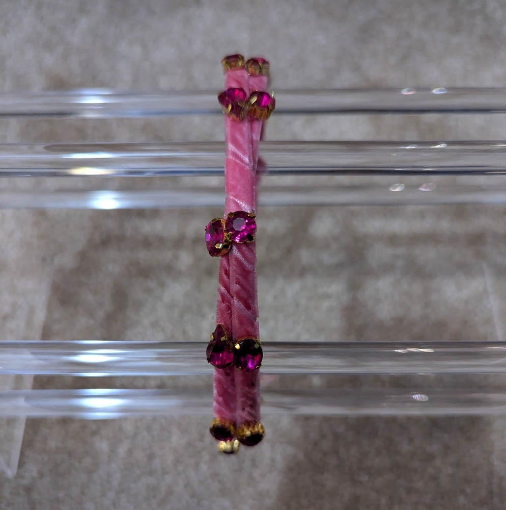 🦩NWT Girl's Pink Velvet Rhinestone Blingy Headband